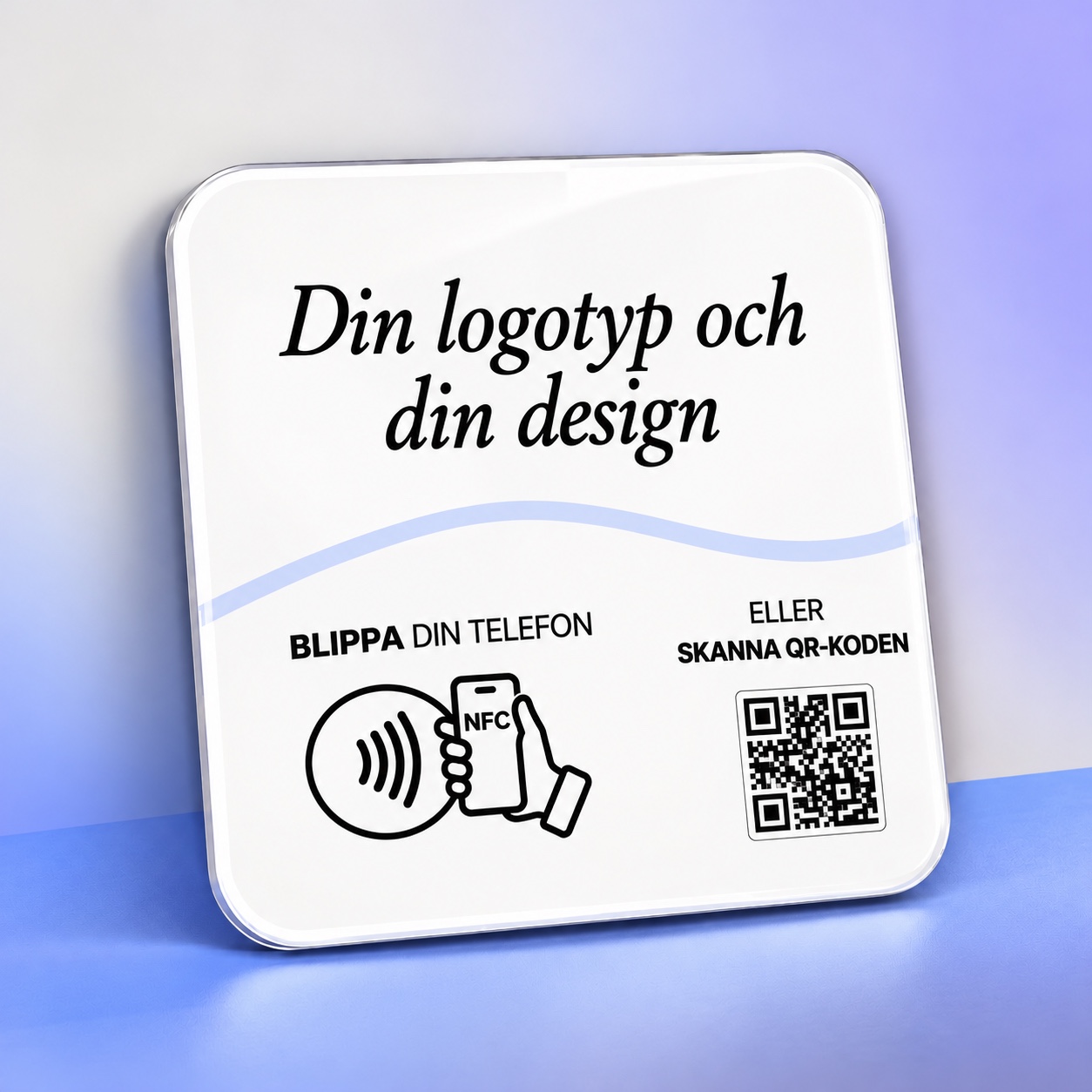 Exempel på en platta med egen logotyp och design